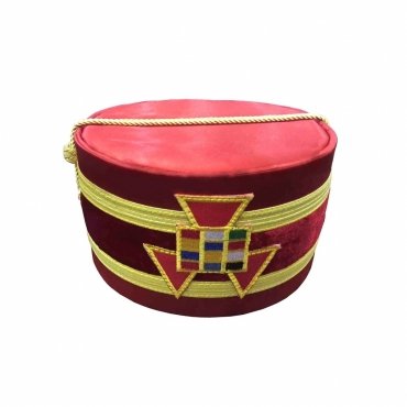 PAST HIGH PRIEST ROYAL ARCH CHAPTER CROWN CAP RED EMBLEM WITH GOLD BRAID