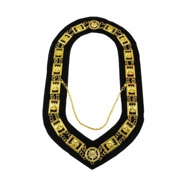 32nd Degree Scottish Rite Chain Collar Gold Plated on Black Velvet