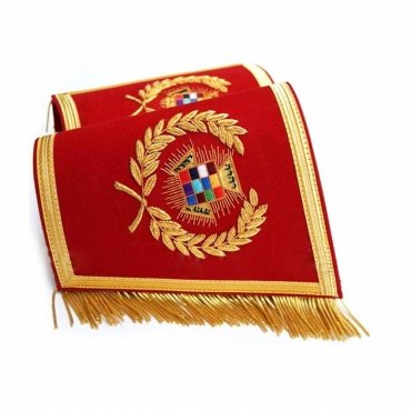 Past High Priest Royal Arch Chapter Cuff - Red Hand Embroidered with Fringe