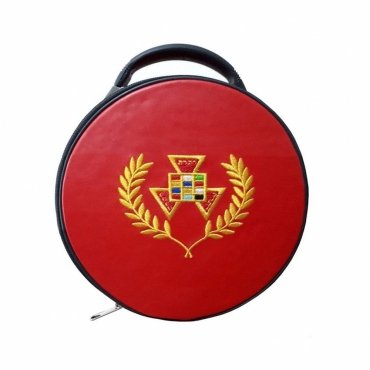 Past Grand High Priest Royal Arch Chapter Crown Cap Case - Red Leather