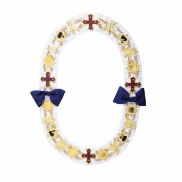 Red Cross of Constantine Chain Collar White Ribbon Backing