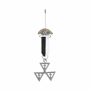Prelate Knights Templar Commandery Breast Jewel - White & Black Ribbon