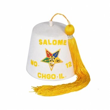 OES Fez Hat Pure White Machine Embroidery