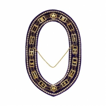 OES Chain Collar Gold Plated with Rhinestones on Purple Velvet