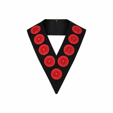 9th Degree Scottish Rite Collar Black Moire with Nine Rosettes