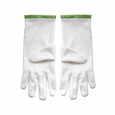 Knights of St. Andrew Scottish Rite Gloves - White Cotton with Green Borders