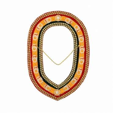 Shriners Chain Collar Tricolor Backing with Gold Rhinestones