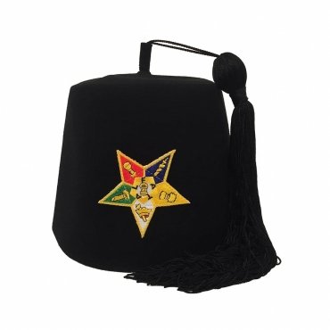 OES Fez Hat Black Machine Embroidery