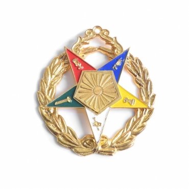 Grand Associate Matron OES Officer Collar Jewel - Gold Plated Colorful Star