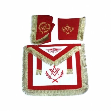 Master Mason Blue Lodge Regalia Set - Red & White with Fringe