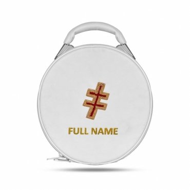 Preceptor Knights Templar English Regulation Crown Cap Case - White Imitation Leather With Hand Embr