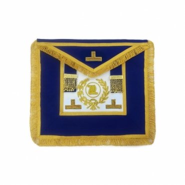 GRAND ORATOR CRAFT ENGLISH REGULATION APRON - ROYAL BLUE HAND EMBROIDERY