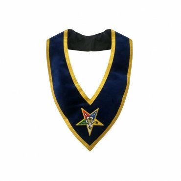 Zoom Associate Patron OES Collar - Royal Blue with Gold Braid Bricks Masons Associate Patron OES