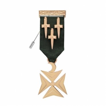 Knights Of Constantinople AMD Breast Jewel - Gold Plated With Green Ribbon