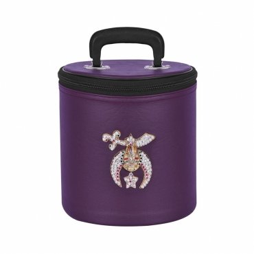 Shriners Fez Case - Purple Synthetic Leather With Rhinestones