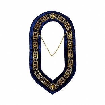 Master Mason Blue Lodge Chain Collar Gold Plated Square & Compass G