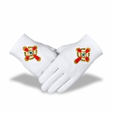 Knight Commander of the Court of Honour Scottish Rite Gloves - White Pure Cotton