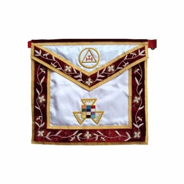 PAST HIGH PRIEST ROYAL ARCH CHAPTER APRON - WHITE SILK SATIN & RED VELVET