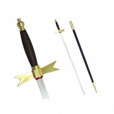 Knights Templar Commandery Sword - with Black Gold Hilt and Black Scabbard