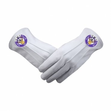 Elks of the World Gloves - Elk Head Clock White Leather