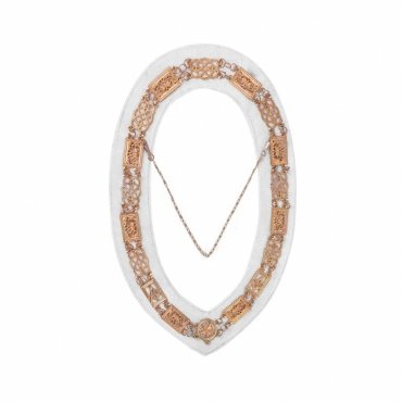 Grand Officers Blue Lodge Chain Collar - Gold Plated With White Velvet