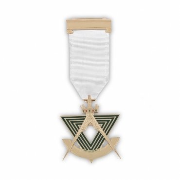 Past Sovereign Master Allied Masonic Degrees Breast Jewel - Gold Plated With Ribbon