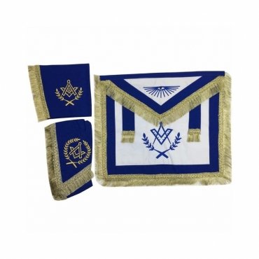 Master Mason Blue Lodge Regalia Set - White & Blue with Fringe