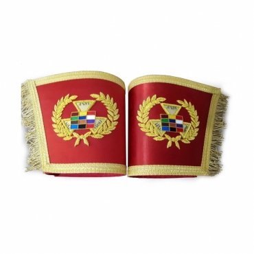 Past High Priest Royal Arch Chapter Cuff - Red Royal Arch Hand Bullion Embroidery