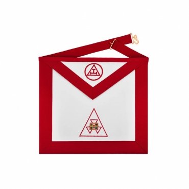 PAST HIGH PRIEST ROYAL ARCH CHAPTER APRON - RED RIBBON WITH TRIPLE TAU