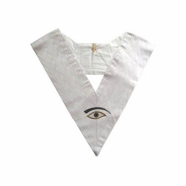 28th Degree Memphis Misraim French Regulation Collar White Moire