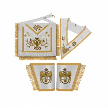 33rd Degree Scottish Rite Regalia Set - Hand Embroidery WINGS UP All Countries Flags