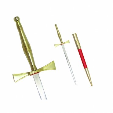 Masonic Dagger - Gold Hilt and Red Scabbard