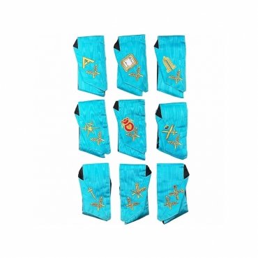 Officers Scottish Rite Officer Collar Set Sky-Blue Moire Machine Embroidery