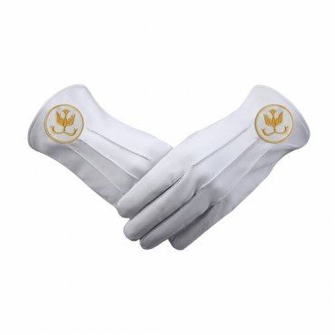 The Order Of The Golden Circle PHA Gloves - White Leather With Gold Emblem