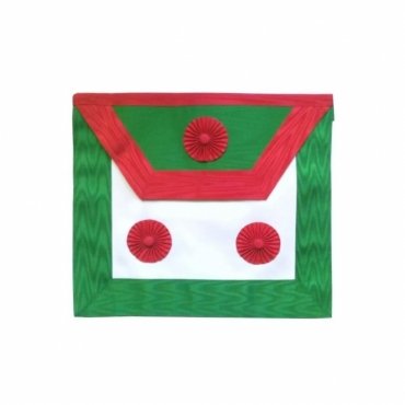 KNIGHTS OF ST. ANDREW SCOTTISH RITE APRON WHITE GREEN RED MOIRE