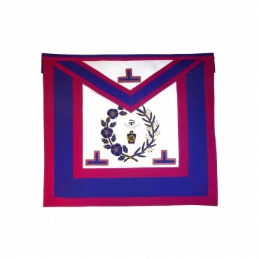 GRAND OFFICERS MARK ENGLISH REGULATION APRON PINK BLUE HAND EMBROIDER