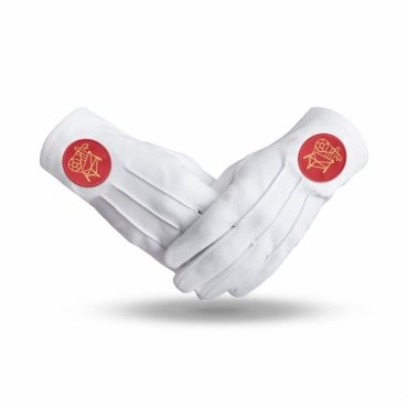 Heroines Of Jericho PHA Gloves - White Cotton With Red Round Patch