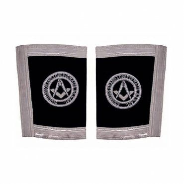 Grand Officers Malta Regulation Cuff - Black with Silver Hand Embroidery