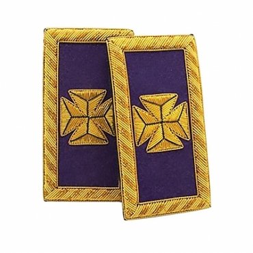 Past Grand Commander Knights Templar Commandery Frock Coat Shoulder Board - Purple Bullion Embroider