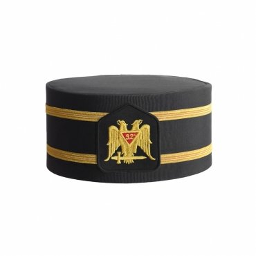 32nd Degree Scottish Rite Crown Cap Black Rayon With Double Braid