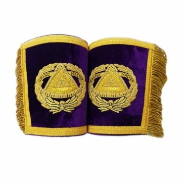 Grand Master Blue Lodge Cuff - Purple Hand Bullion Embroidery with Fringe