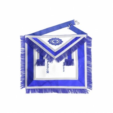 PAST DISTRICT DEPUTY GRAND MASTER BLUE LODGE APRON HAND EMBROIDERY WITH BLUE BORDERS