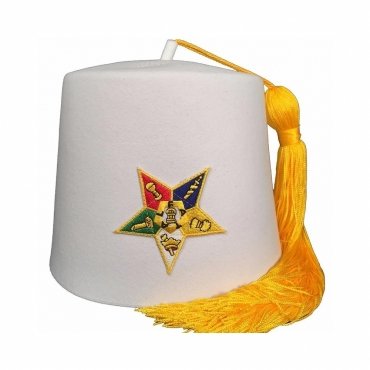 OES Fez Hat Pure White with Two Tassel Colors