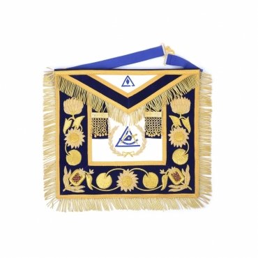PAST GRAND THRICE ILLUSTRIOUS MASTER ROYAL SELECT MASTERS ENGLISH REGULATION APRON BLUE VELVET GOLD