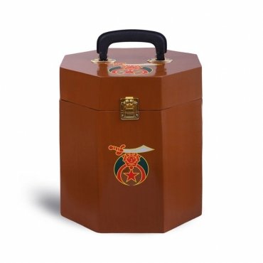 Shriners Fez Case - Plain Wood With Red Velvet Interior