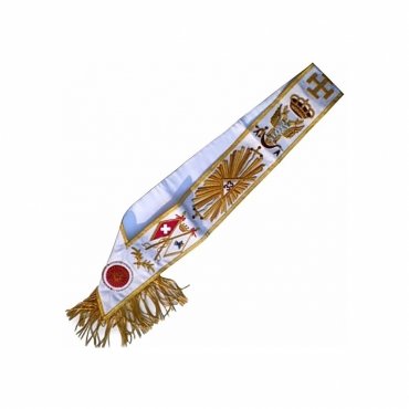 33rd Degree Scottish Rite Sash - White Moire with Golden Border