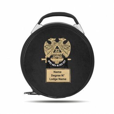 32nd Degree Scottish Rite Crown Cap Case - Double Eagle Machine Embroidery With Metal Plate