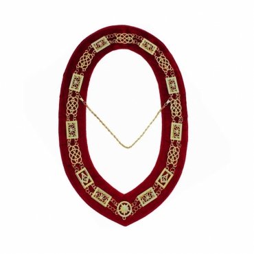 Grand Officers Blue Lodge Chain Collar Gold Plated On Red Velvet