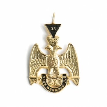 33rd Degree Scottish Rite Collar Jewel - Wings Up Gold & Black Plated