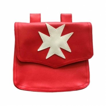 Order Of Malta Commandery Alms Bag - Red Leather